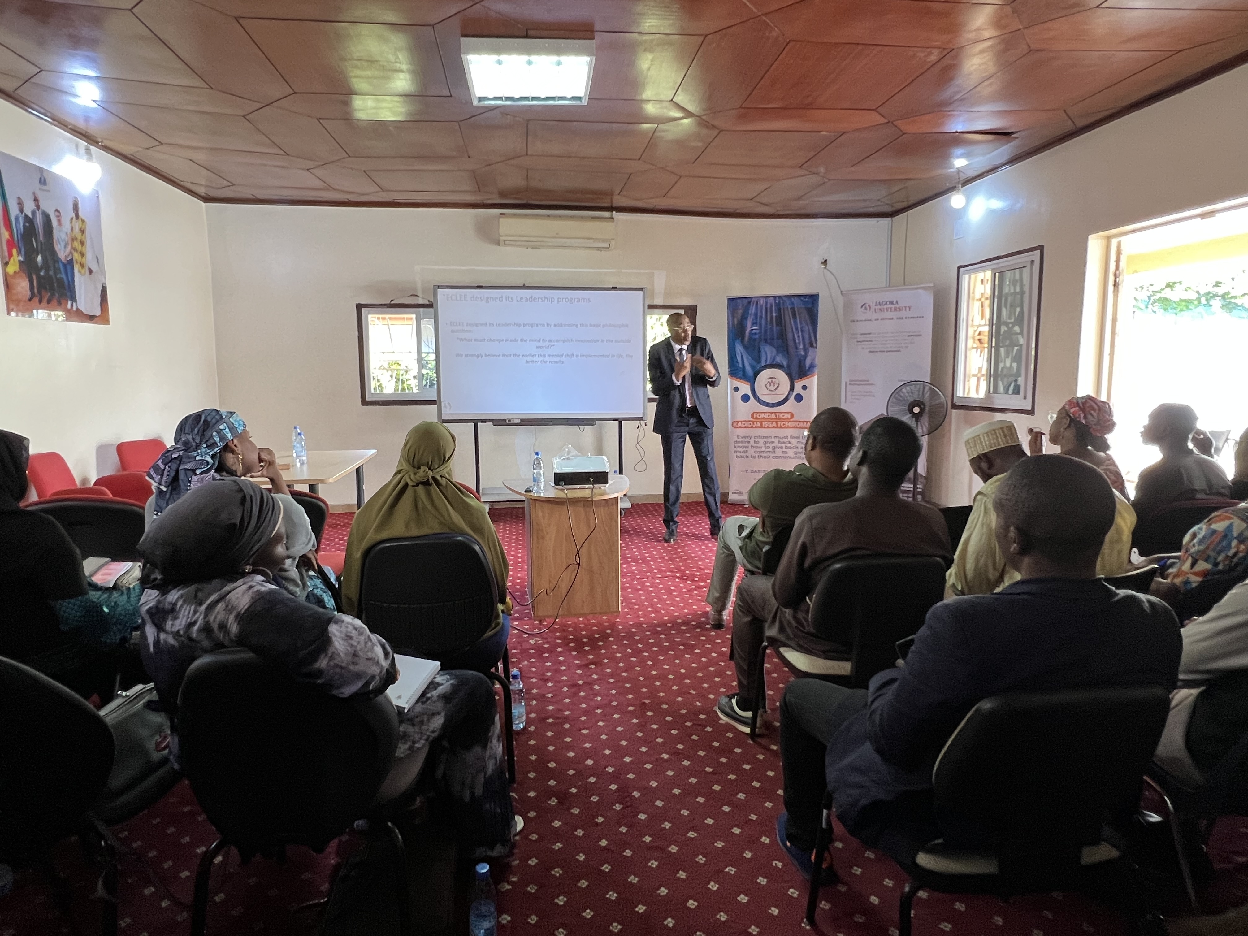Professor Salouhou presenting to academic leaders at the Inter-State University, Cameroon-Congo